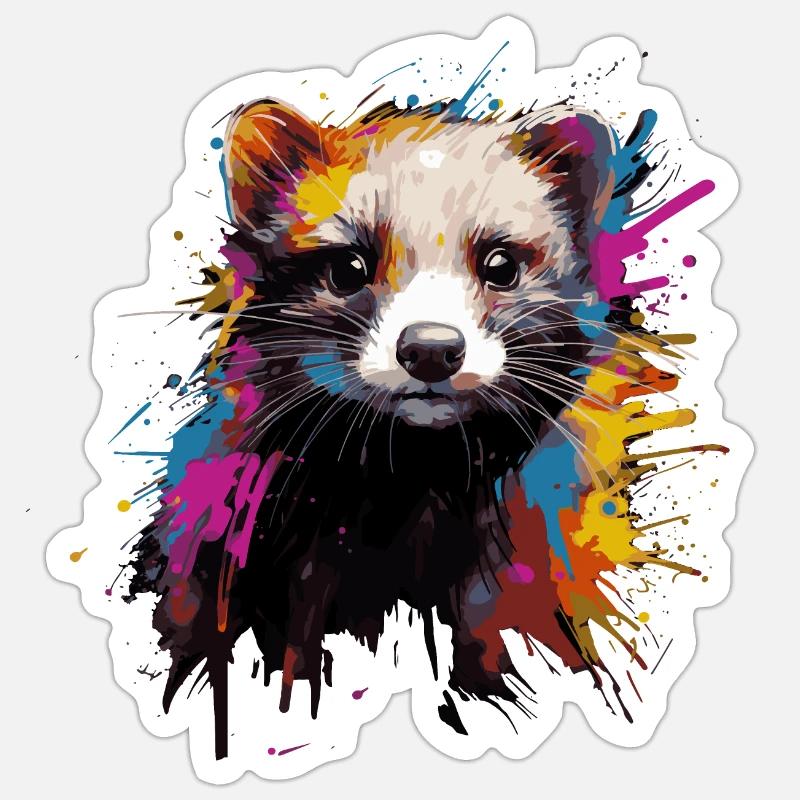 Frettchen - Sticker Größe S (10 x 10 cm) - Mattweiß