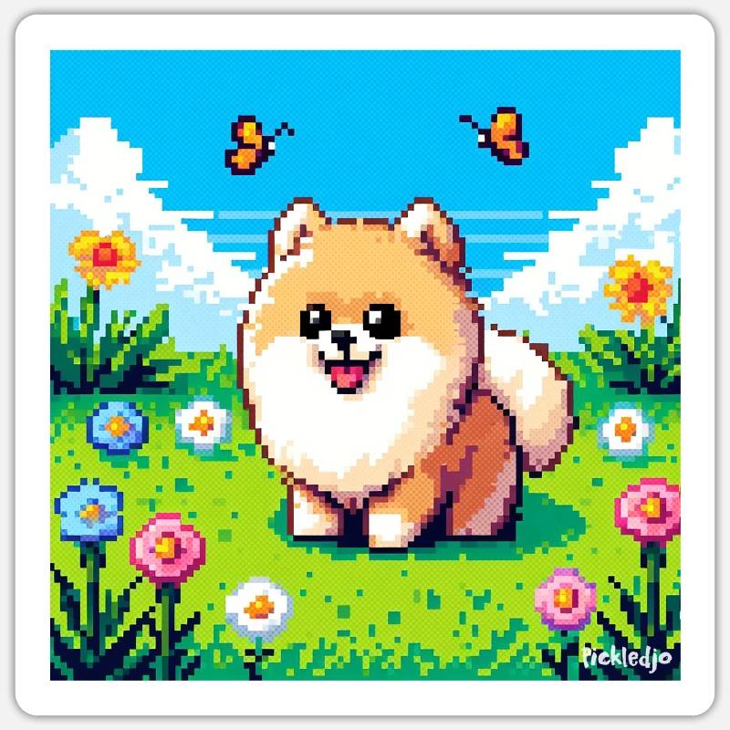 Pixel-Pom - Sticker Größe S (10 x 10 cm) - Mattweiß