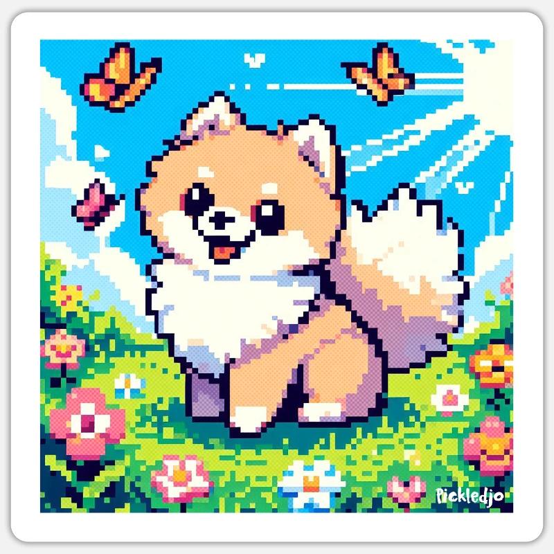 Pixel-Pom Sticker Größe S (10 x 10 cm)