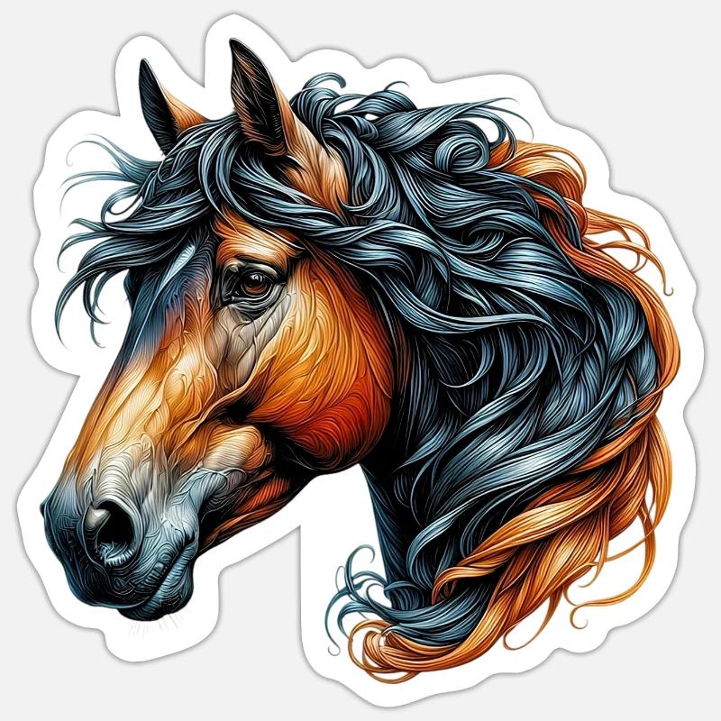 Cheval - Sticker taille S (10 x 10 cm) - blanc mat