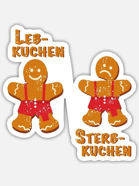 Leb und Sterbkuchen gepunktet - Sticker Größe S (10 x 10 cm) - Mattweiß