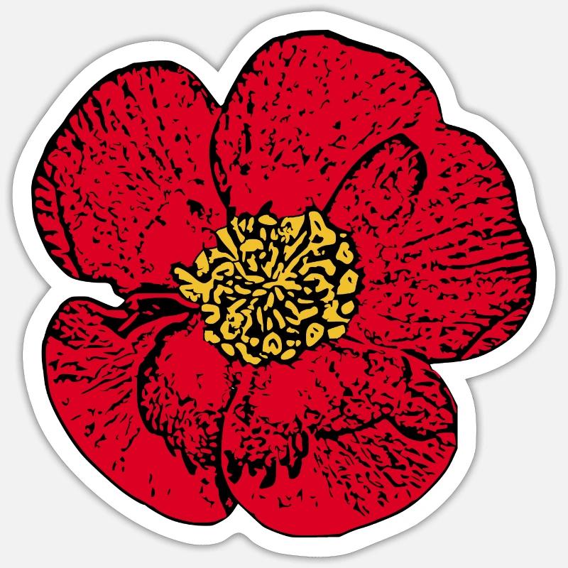 Blume rot rote Blume Blumen rot rote Blumen - Sticker Größe S (10 x 10 cm) - Mattweiß