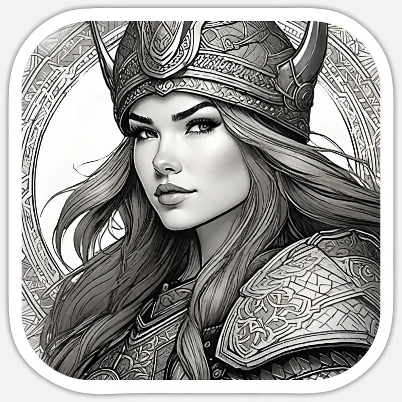 Fière Viking Germanin Shieldmaiden - Sticker taille S (10 x 10 cm) - blanc mat
