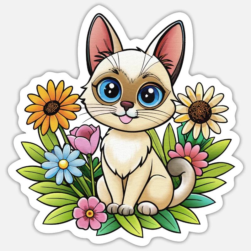 Siamese kitten - Sticker size S (10 x 10 cm) - white matte