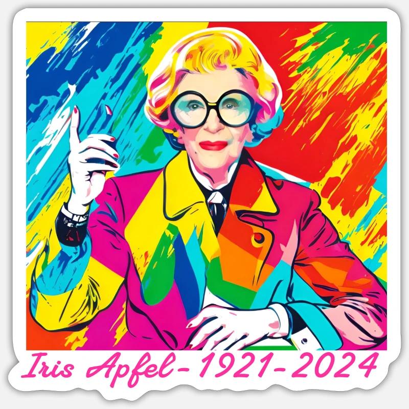 Illustration, bunt, Graffiti, Iris Apfel Sticker Größe S (10 x 10 cm)