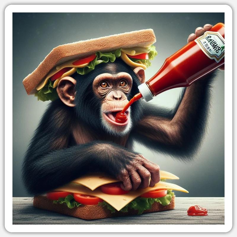 Sandwich Monkey Sticker size S (10 x 10 cm)