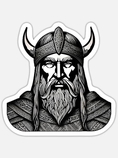 Stolzer Wikinger Krieger Germane - Sticker Größe S (10 x 10 cm) - Mattweiß