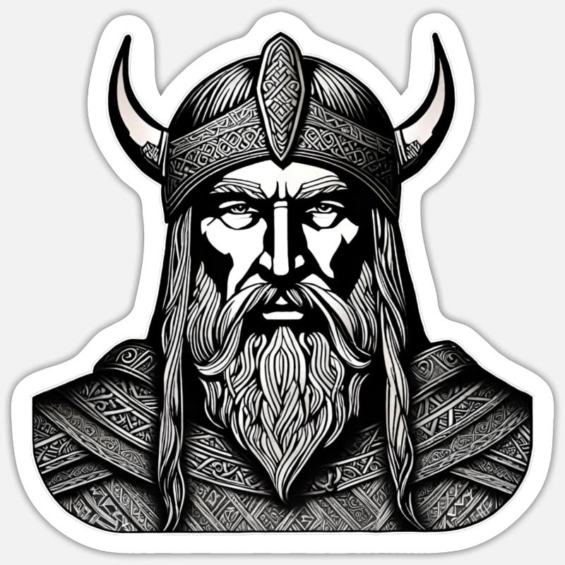 Stolzer Wikinger Krieger Germane - Sticker Größe S (10 x 10 cm) - Mattweiß