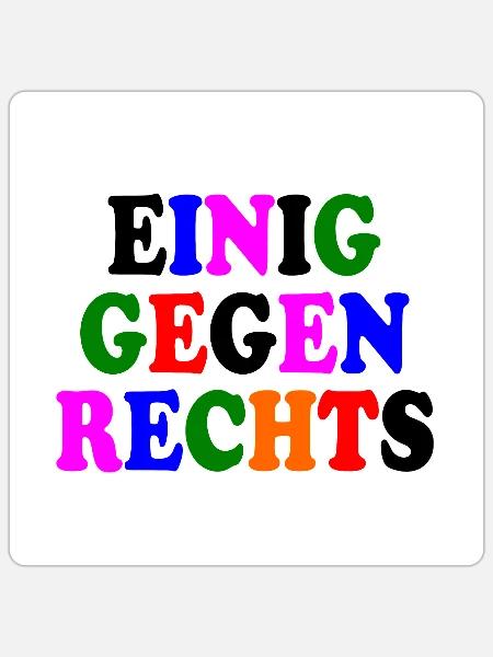 Einig gegen rechts - Sticker Größe S (10 x 10 cm) - Mattweiß