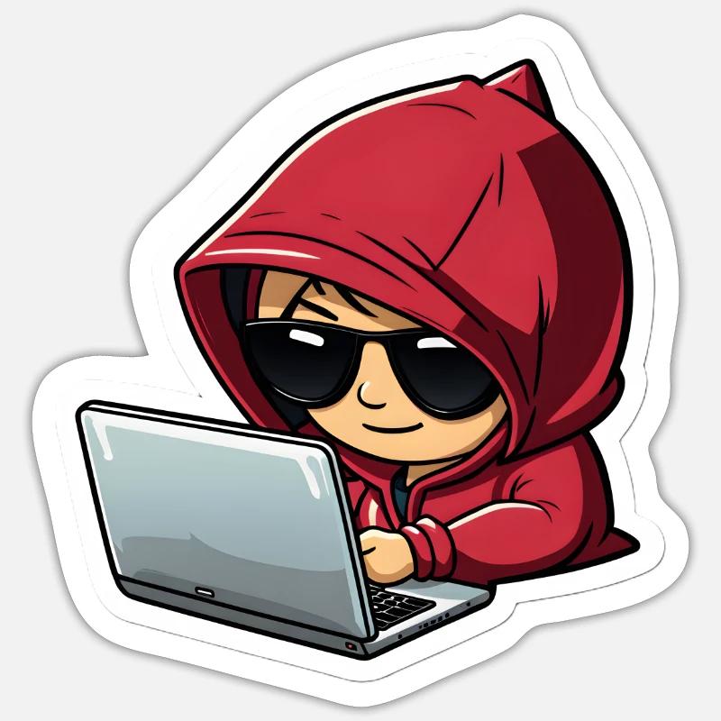 Female hacker - Sticker size S (10 x 10 cm) - white matte