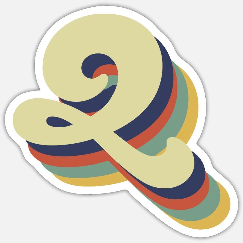 Retro Q Letter - Sticker size S (10 x 10 cm) - white matte
