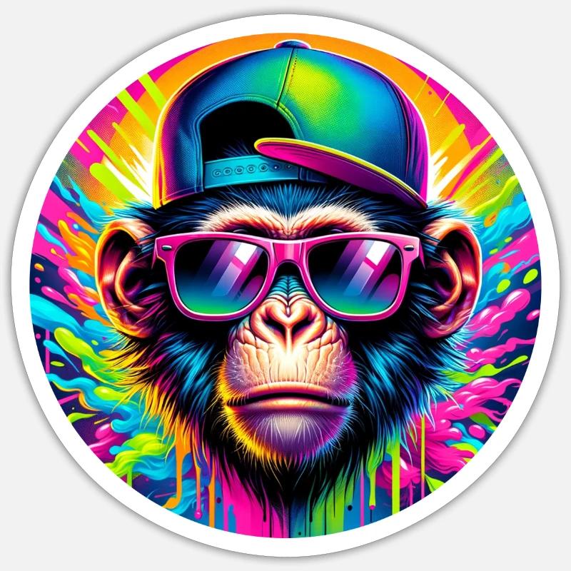 Neon Monkey Vibes - Sticker size S (10 x 10 cm) - white matte