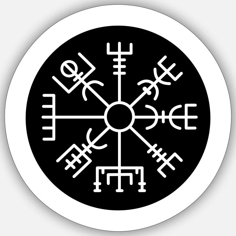 Wikinger Kompass schwarz - Sticker Größe S (10 x 10 cm) - Mattweiß