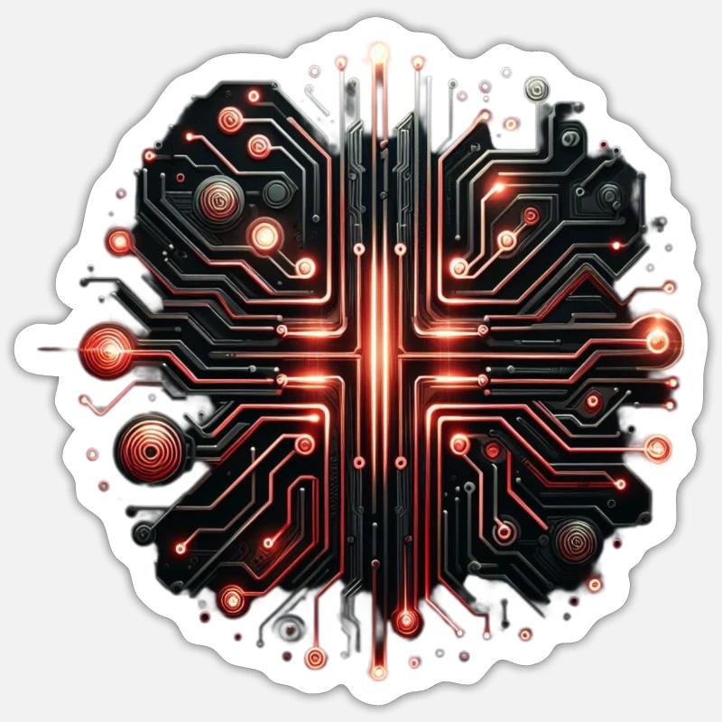 Computer Chip - Sticker Größe S (10 x 10 cm) - Mattweiß