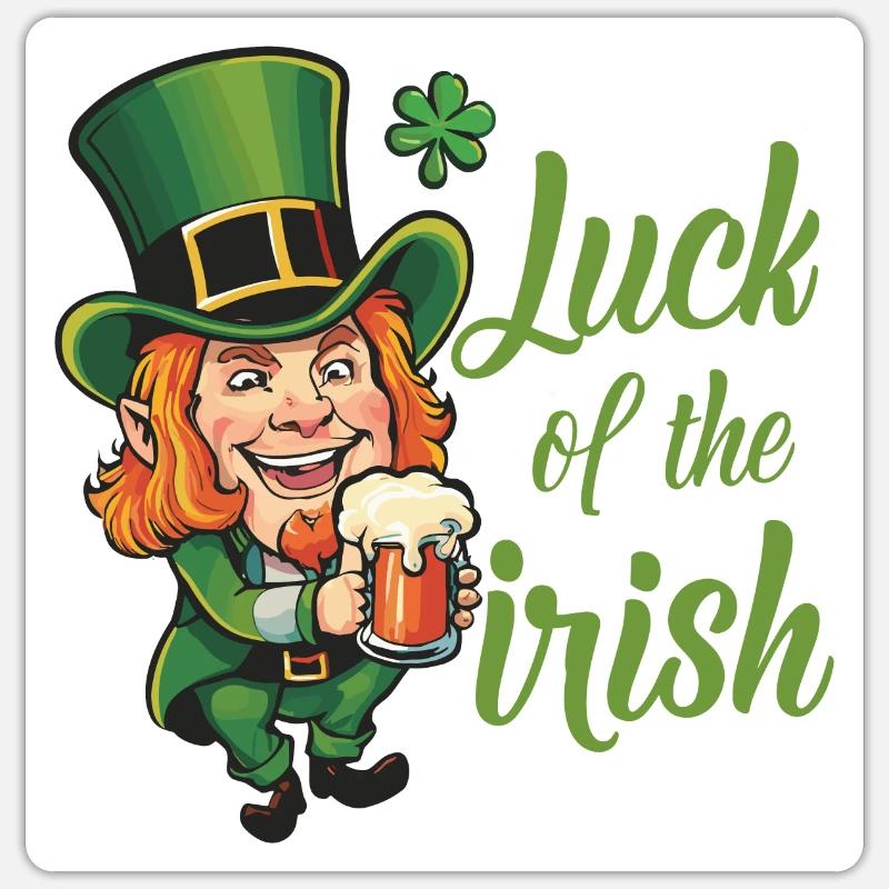 Leprechaun Leprechaun Saint-Patrick Irlande - Sticker taille S (10 x 10 cm) - blanc mat
