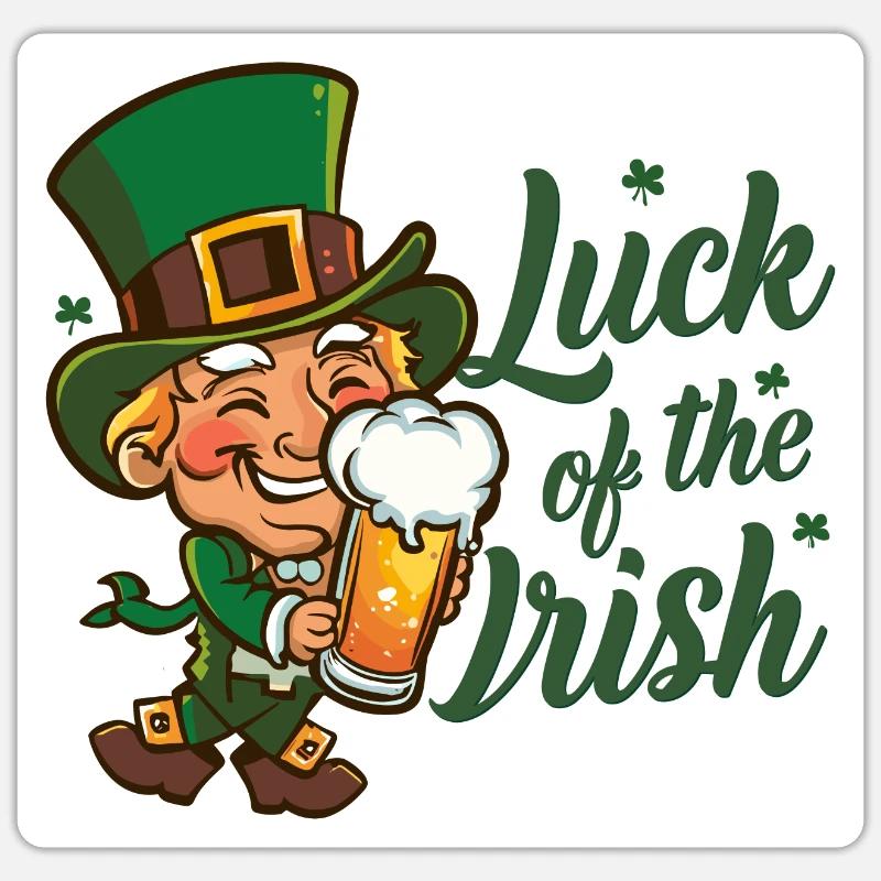 Leprechaun Leprechaun Saint-Patrick Irlande - Sticker taille S (10 x 10 cm) - blanc mat