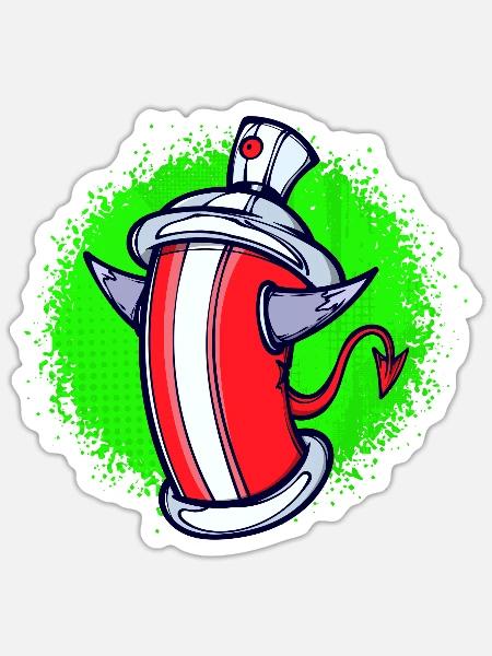 Spraydose Kunst Illustration Graffiti Street Art - Sticker Größe S (10 x 10 cm) - Mattweiß