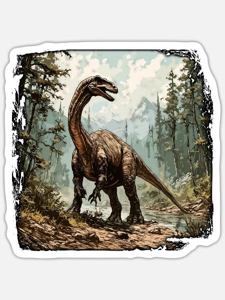 Dinosaurier / Tier / Urzeit / Reptil / Jungs - Sticker Größe S (10 x 10 cm) - Mattweiß