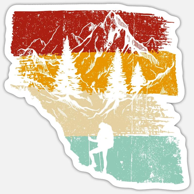 Sunset Forest Trek Retro - Sticker size S (10 x 10 cm) - white matte
