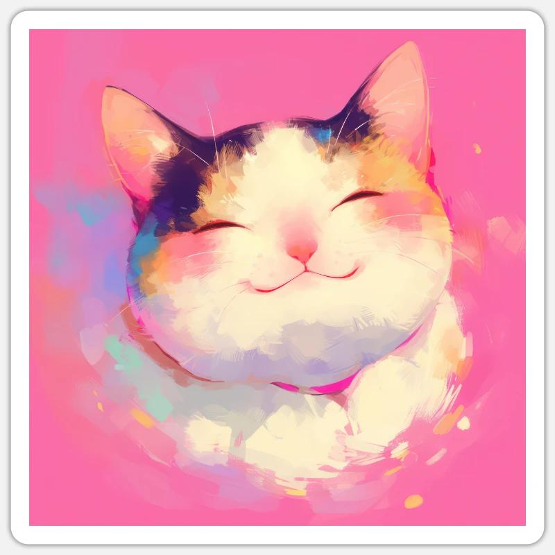Chat, Motif De Chat - Sticker taille S (10 x 10 cm) - blanc mat