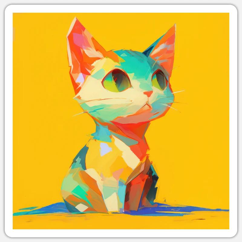 Chat, Motif De Chat - Sticker taille S (10 x 10 cm) - blanc mat
