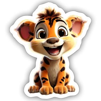 Merry Lion Cub - Sticker size S (10 x 10 cm) - white matte - Front