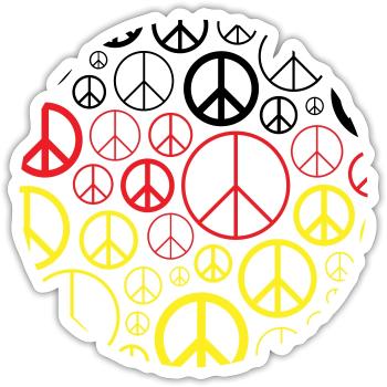 Deutschland + Frieden Shirts, Hoodies, Tassen - Sticker Größe S (10 x 10 cm) - Mattweiß - Vorne