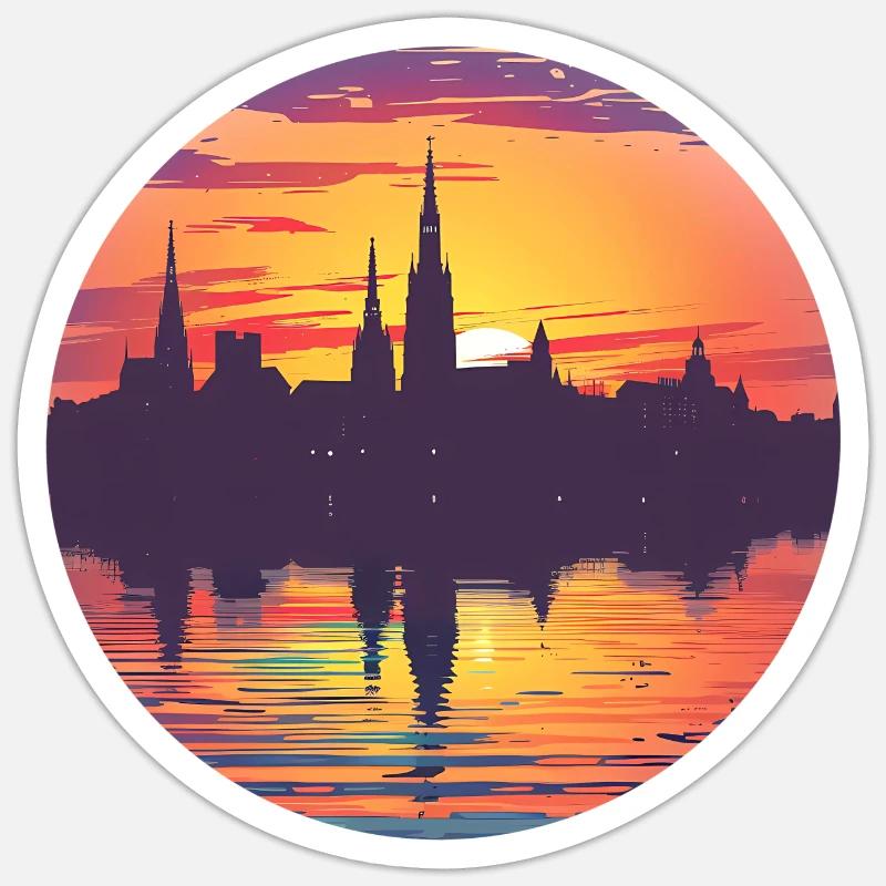 Horizon de Wiesbaden - Sticker taille S (10 x 10 cm) - blanc mat