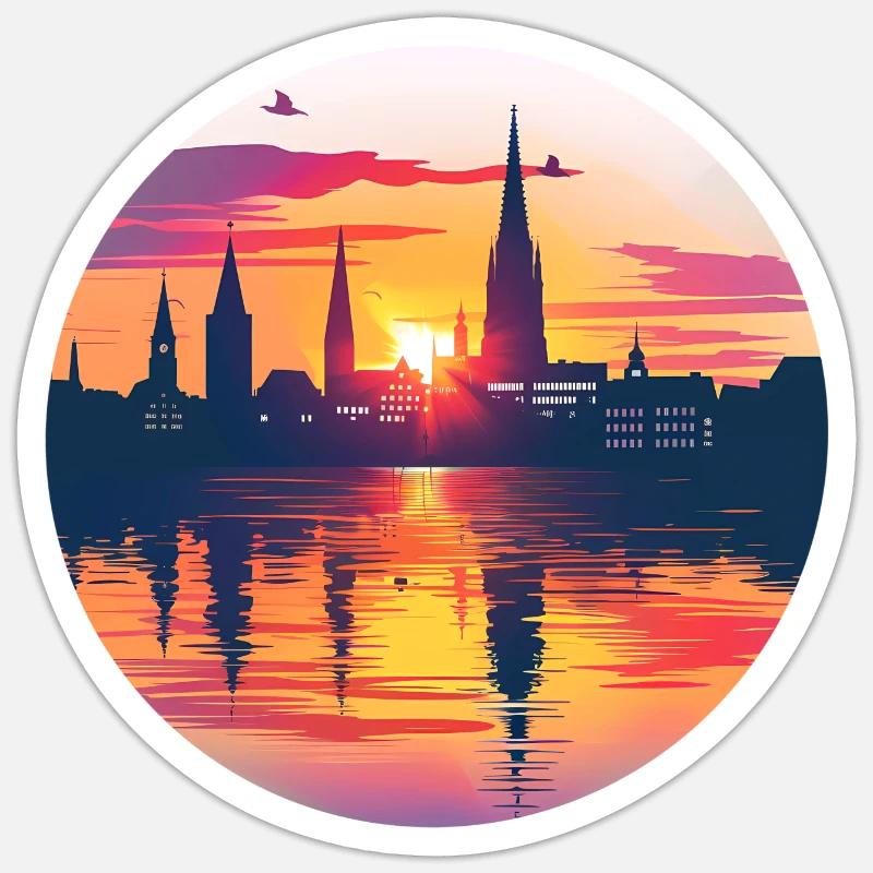 Bielefeld Skyline - Sticker Größe S (10 x 10 cm) - Mattweiß