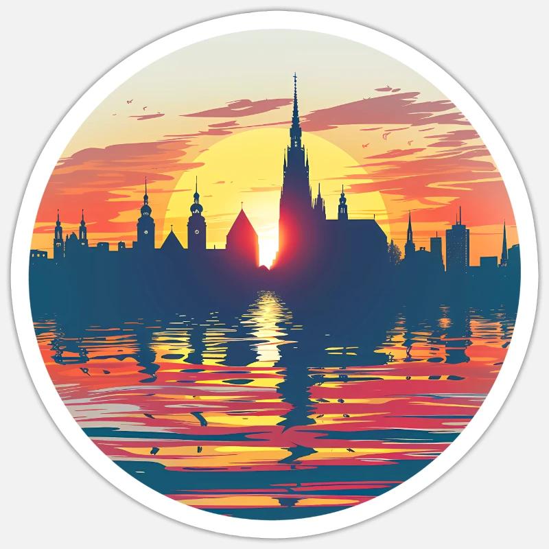 Horizon de Chemnitz - Sticker taille S (10 x 10 cm) - blanc mat
