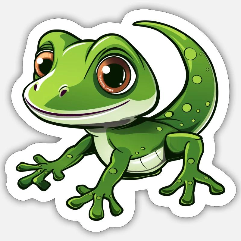 Lustiger Gecko - Sticker Größe S (10 x 10 cm) - Mattweiß