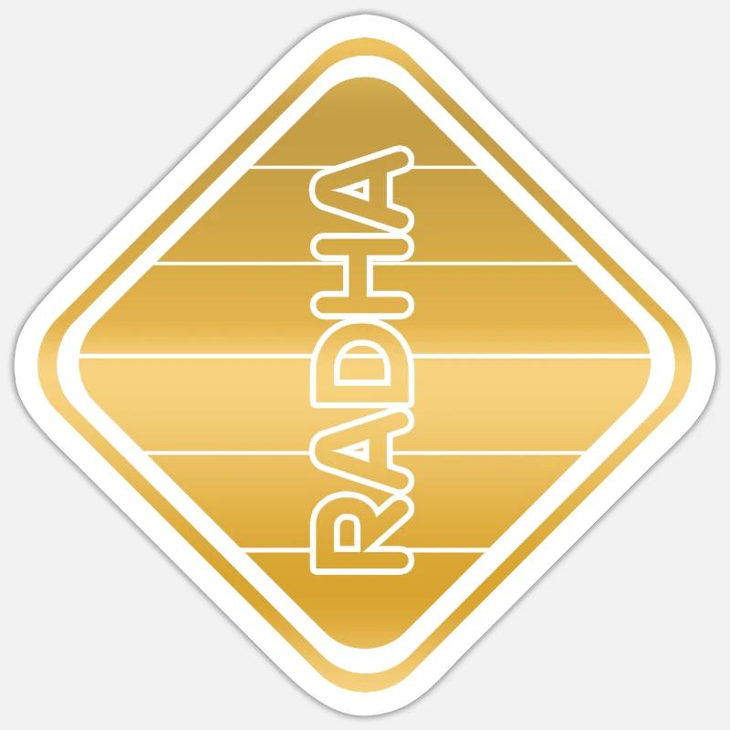 First name Radha - Sticker size S (10 x 10 cm) - white matte