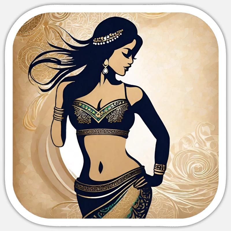 Danseuse orientale mystique - Sticker taille S (10 x 10 cm) - blanc mat