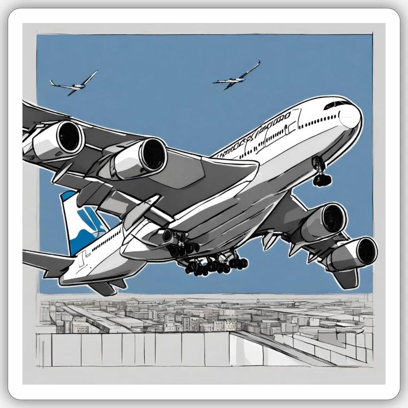 A380 Plans - Sticker size S (10 x 10 cm) - white matte