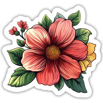 Flower Mix - Sticker size S (10 x 10 cm) - white matte - Front