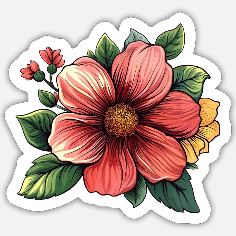 Mélange de fleurs Sticker taille S (10 x 10 cm)