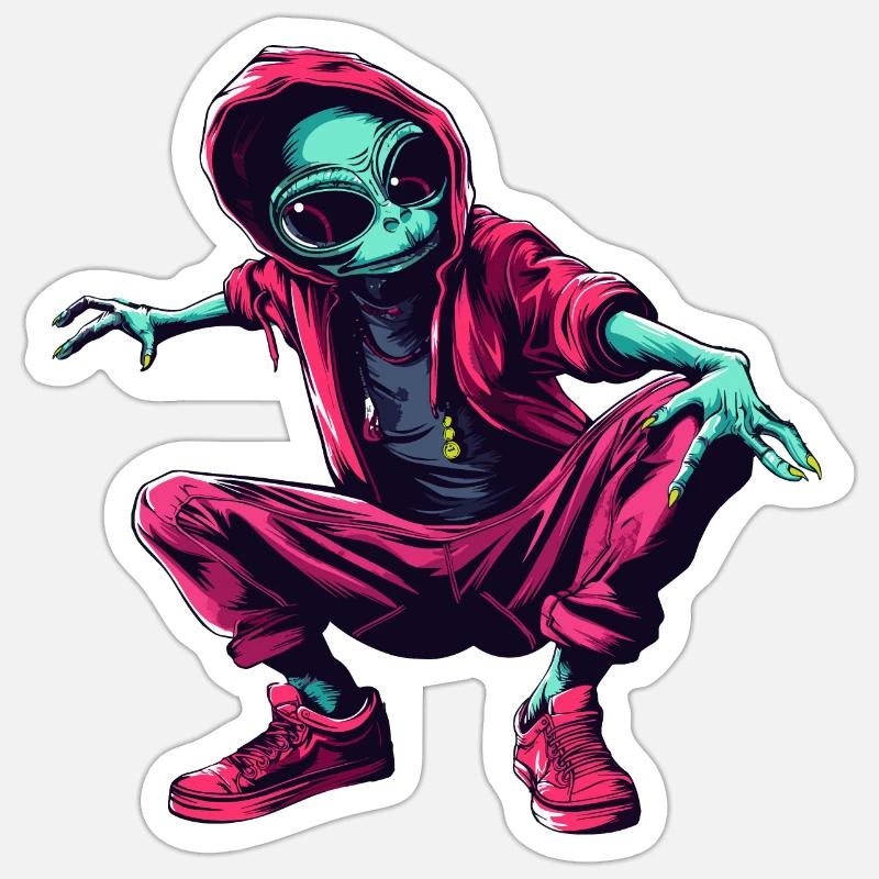 Alien Dancer - Sticker size S (10 x 10 cm) - white matte