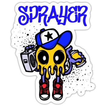 Sprayer Graffiti Spraydose Kunst Strassenkunst - Sticker Größe S (10 x 10 cm) - Mattweiß - Vorne