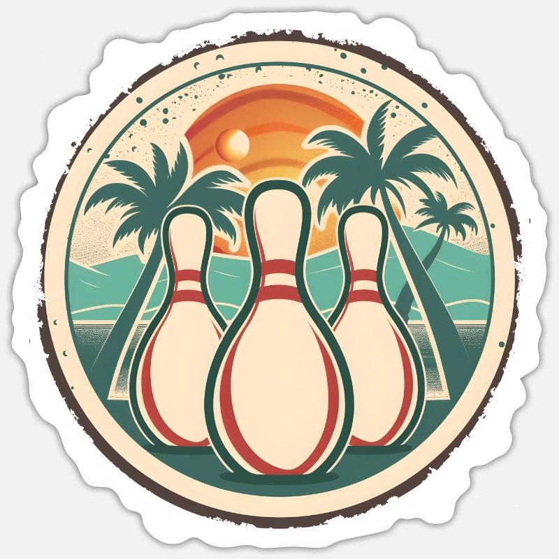Graphismes de bowling - Sticker taille S (10 x 10 cm) - blanc mat