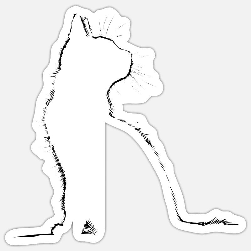 Chat, Motif De Chat - Sticker taille S (10 x 10 cm) - blanc mat