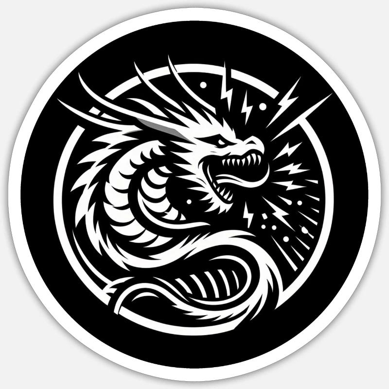 Dragon-1 - Sticker taille S (10 x 10 cm) - blanc mat