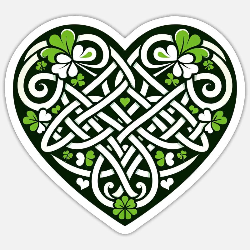 Celtic Heart St. Patrick’s Day Heart Script Sticker size S (10 x 10 cm)