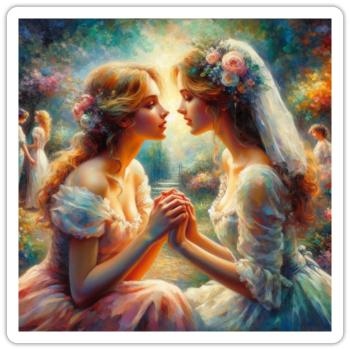 Liebe zwischen Frauen - Sticker Größe S (10 x 10 cm) - Mattweiß - Vorne