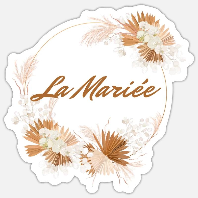 Die Blumenbraut - Junggesellinnenabschied Geschenkidee - Sticker Größe S (10 x 10 cm) - Mattweiß