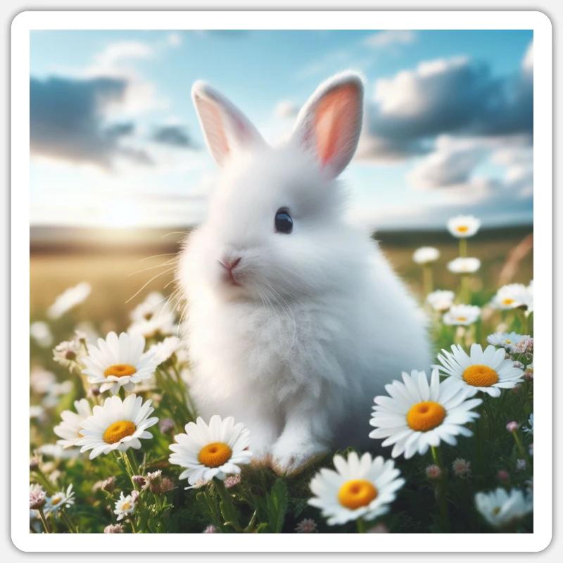Adorable White Bunny - Sticker size S (10 x 10 cm) - white matte