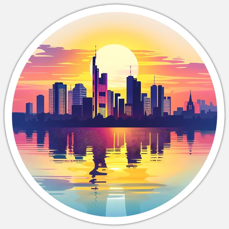Frankfurt Skyline - Sticker Größe S (10 x 10 cm) - Mattweiß