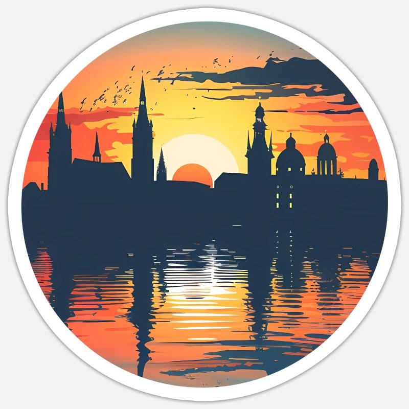Ligne d’horizon d’Iéna - Sticker taille S (10 x 10 cm) - blanc mat
