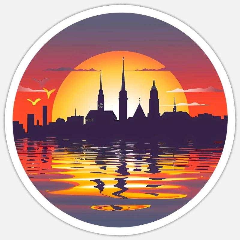 Kiel Skyline - Sticker Größe S (10 x 10 cm) - Mattweiß