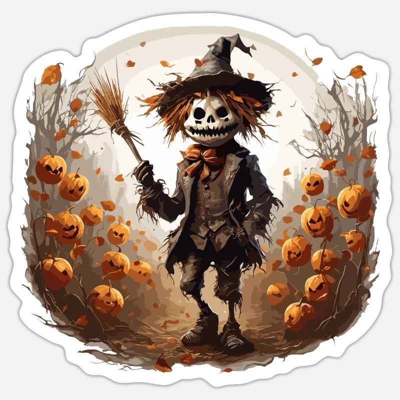 Vogelscheuche / Erntehelfer / Maisfeld / Feld - Sticker Größe S (10 x 10 cm) - Mattweiß