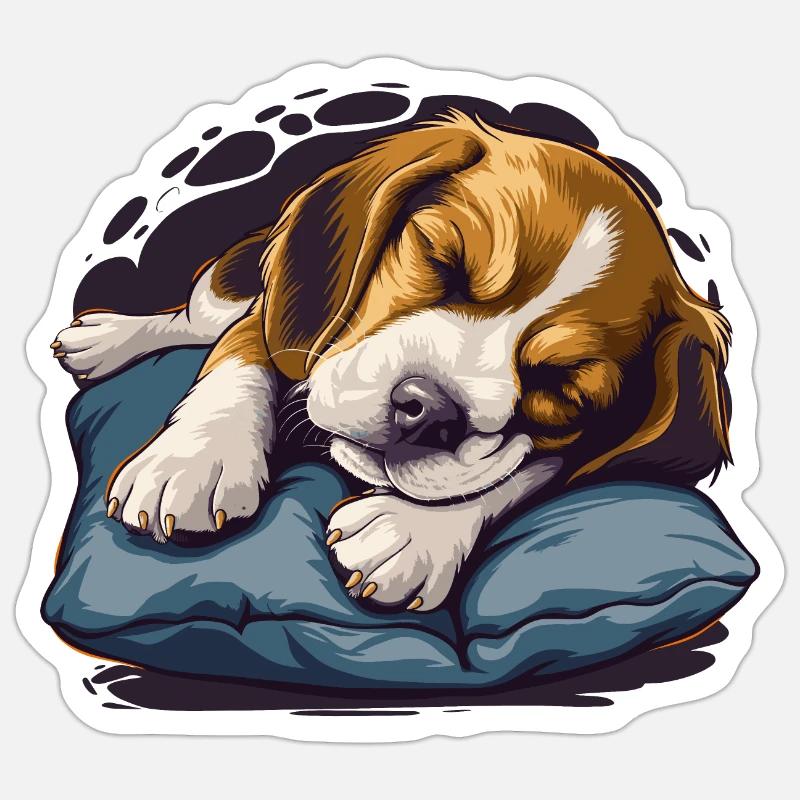 Sleeping Beagle Sticker size S (10 x 10 cm)
